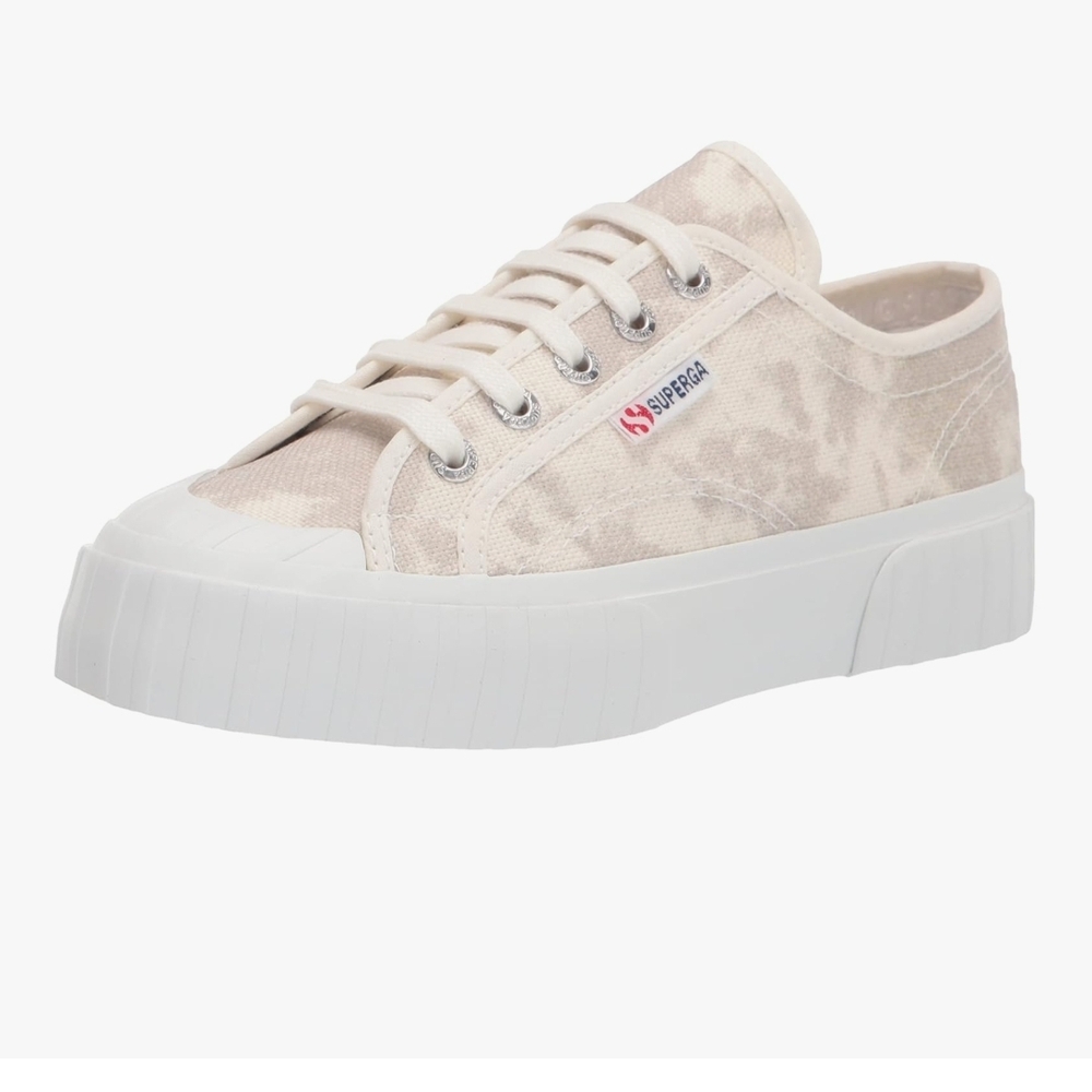 Superga Women’s Cream Tie-Dye Platform Canvas Sneaker